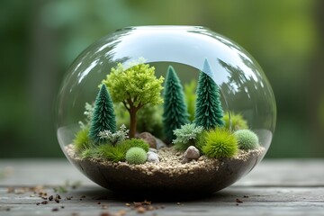 A crystal terrarium with miniature forests inside.
