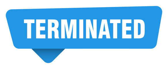 terminated sticker. terminated blue sign isolated on transpatent background