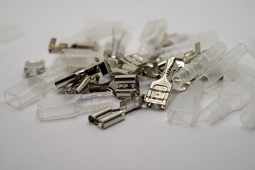 Brass female connectors isolated on white background