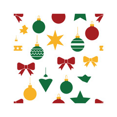 Festive christmas ornaments and bows collection festive decorations and holiday season elements vector