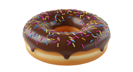 Chocolate Glazed Donut Topped with Colorful Sprinkles