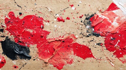 conflict. Red and black paint splatters creating color conflict on textured canvas. wellbeing guides, coaching materials, designed for coaching and self-improvement content.