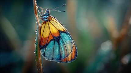 metamorphosis. Butterfly emerging from a cocoon with wings unfolding for the first time in morning sunlight. wildlife magazines, conservation campaigns, designed for wildlife conservation campaigns.