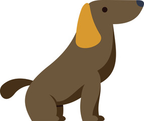Simple cartoon illustration of a brown dog sitting and looking up, isolated on a white background
