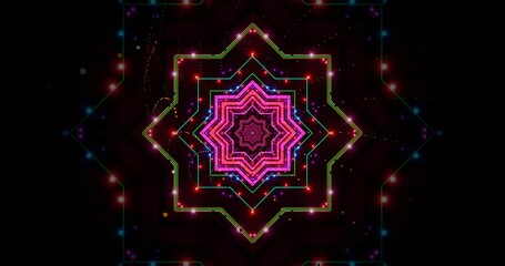 Colorful tunnel video loop creating a seamless visual experience with pulsating lights and patterns in a captivating design