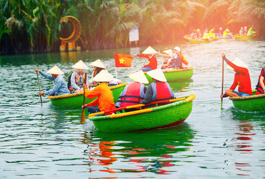 Traditional basket boat tour in hoi an's scenic waterways, vietnam
