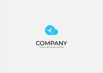 Abstract Airplane Cloud Vector Logo for Air Cargo Fast Delivery Global Transport Aviation Technology Cloud Computing or Modern Travel Service Brand