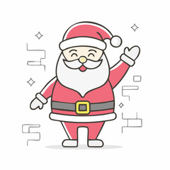 Happy Waving Santa Claus Cartoon Vector Illustration
