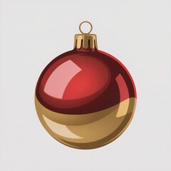 christmas ornament ball red gold festive decoration shiny holiday bauble vector illustration design