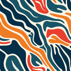 Abstract groovy wave seamless pattern. elements colorful illustrations. Background. design for printed material, fabrics, wallpaper, paper. Vector illustration