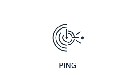 Minimalist vector icon representing network ping and internet connection latency test, symbolizing data transmission, responsiveness, and network diagnostics