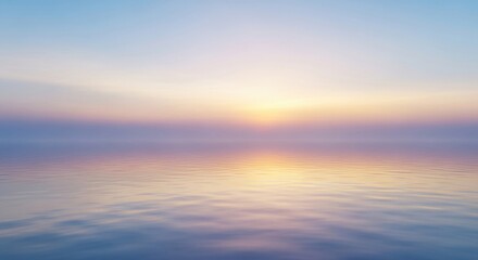Fototapeta premium Serene seascape at sunrise with soft pastel colors reflecting on calm water surface.