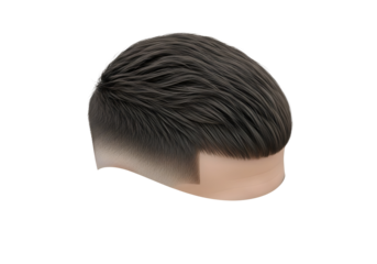 Close up of a man s head with short dark hair and waves isolated on transparent background