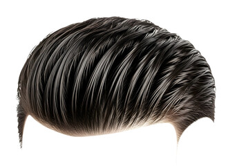 Men s styled dark brown hair isolated on transparent background