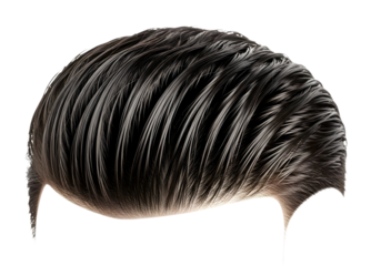 Men s styled dark brown hair isolated on transparent background