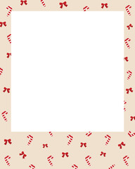Christmas Candy Cane and Ribbon Frame Template