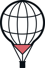 Naklejka premium Classic hot air balloon drawing with dark blue and coral accents Hot Air Ballon Sketch airship 1