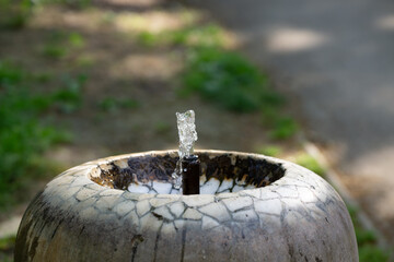 Public drinking fountain in the park