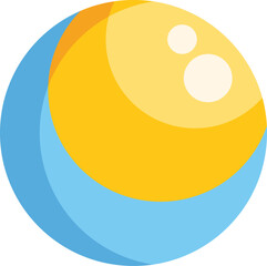 Colorful ball with light reflections and shadows, perfect for illustrations related to games, toys, and leisure activities