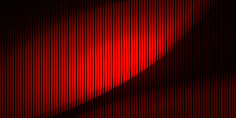 Black and red glowing ribbed vector abstract background.