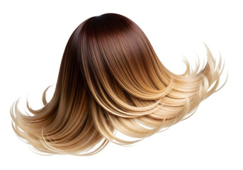 Fototapeta premium Stylish ombre wig with flowing waves isolated on transparent background