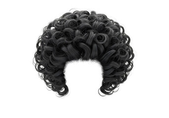 Dark curly wig isolated on transparent background
