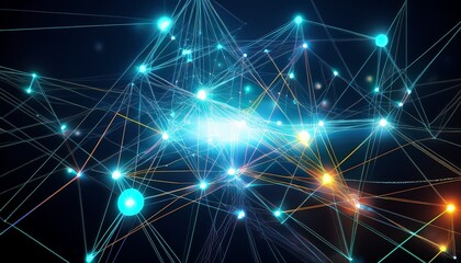 glowing network nodes connection abstract