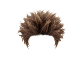 Brown spiky hairstyle isolated on transparent background