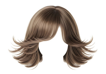 Brown wavy hairstyle isolated on transparent background