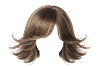 Brown wavy hairstyle isolated on transparent background