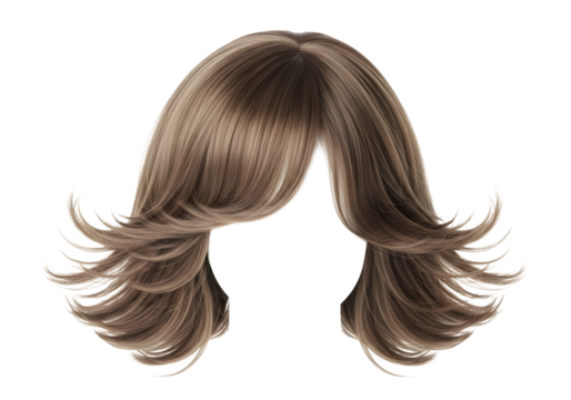 Brown wavy hairstyle isolated on transparent background