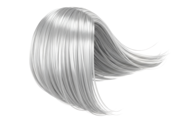 Silver blonde hair strand isolated on transparent background