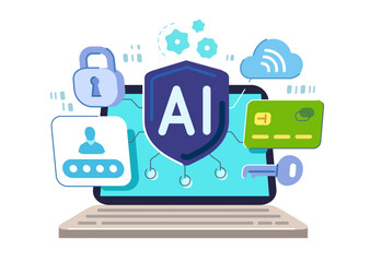 Online banking, personal finance management with AI technology. Laptop and digital finance. User account online