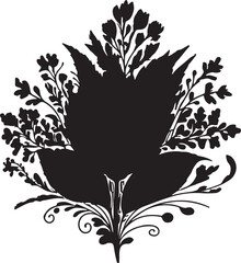 DoodleBloom flower in silhouette white background.