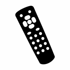 Stylized black and white remote control with various button shapes image