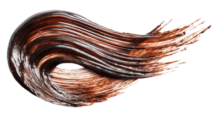 a smear of black eyelash paint on a transparent background	