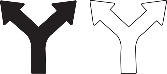 Split arrows design set black and white vector isolated on transparent background