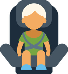 Toddler sitting in a car seat, wearing a seatbelt, ensuring safety during travel
