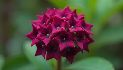 Deep red star flowers bloom