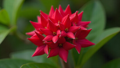Vibrant red star flower bloom
