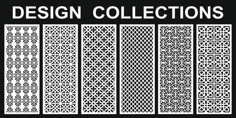 Laser Cut Decorative Panel Patterns Collection, Geometric Screen Design Set, CNC Cutting Template, Islamic Ornament, Decorative Partition Panel, Wall Art Vector, Pattern Background Design