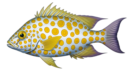 Colorful spotted fish isolated on transparent background
