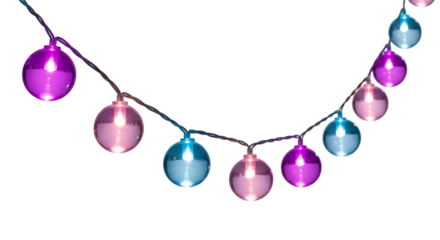 Easter egg string lights purple blue isolated on transparent background