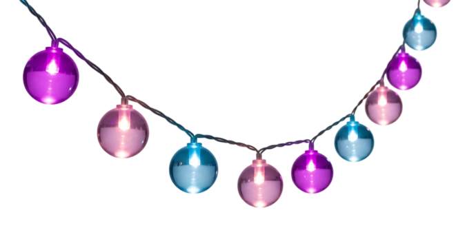 Easter egg string lights purple blue isolated on transparent background - Powered by Adobe