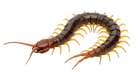 Giant centipede arthropod isolated on transparent background