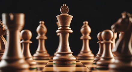 Chess Pieces Close-Up: Strategy, Competition, and Intellectual Game