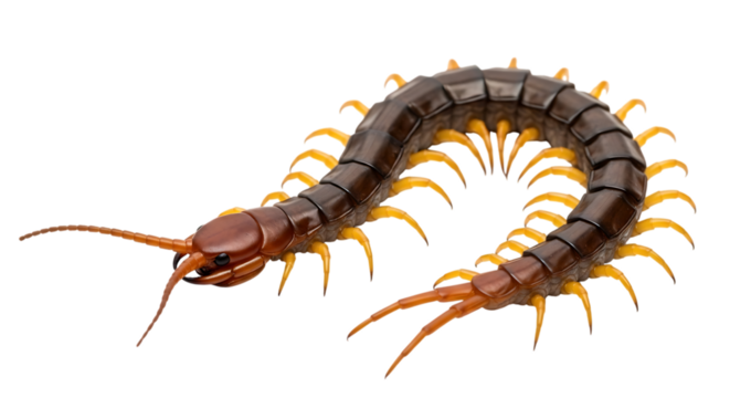 Giant centipede arthropod isolated on transparent background