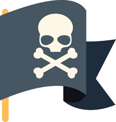 Pirate flag waving, featuring skull and crossbones, symbolizing rebellion, danger, and piracy on the high seas