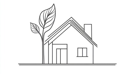 Eco-friendly house design, leaves, nature background; real estate, architecture