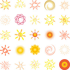 Eine Sammlung verschiedener Sonnen, Sonne, Logo, Icon, Sonne Sammlung